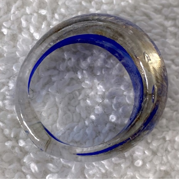 Vintage Art Glass Handmade Blue & Copper Glitter Band Ring - Picture 8 of 12